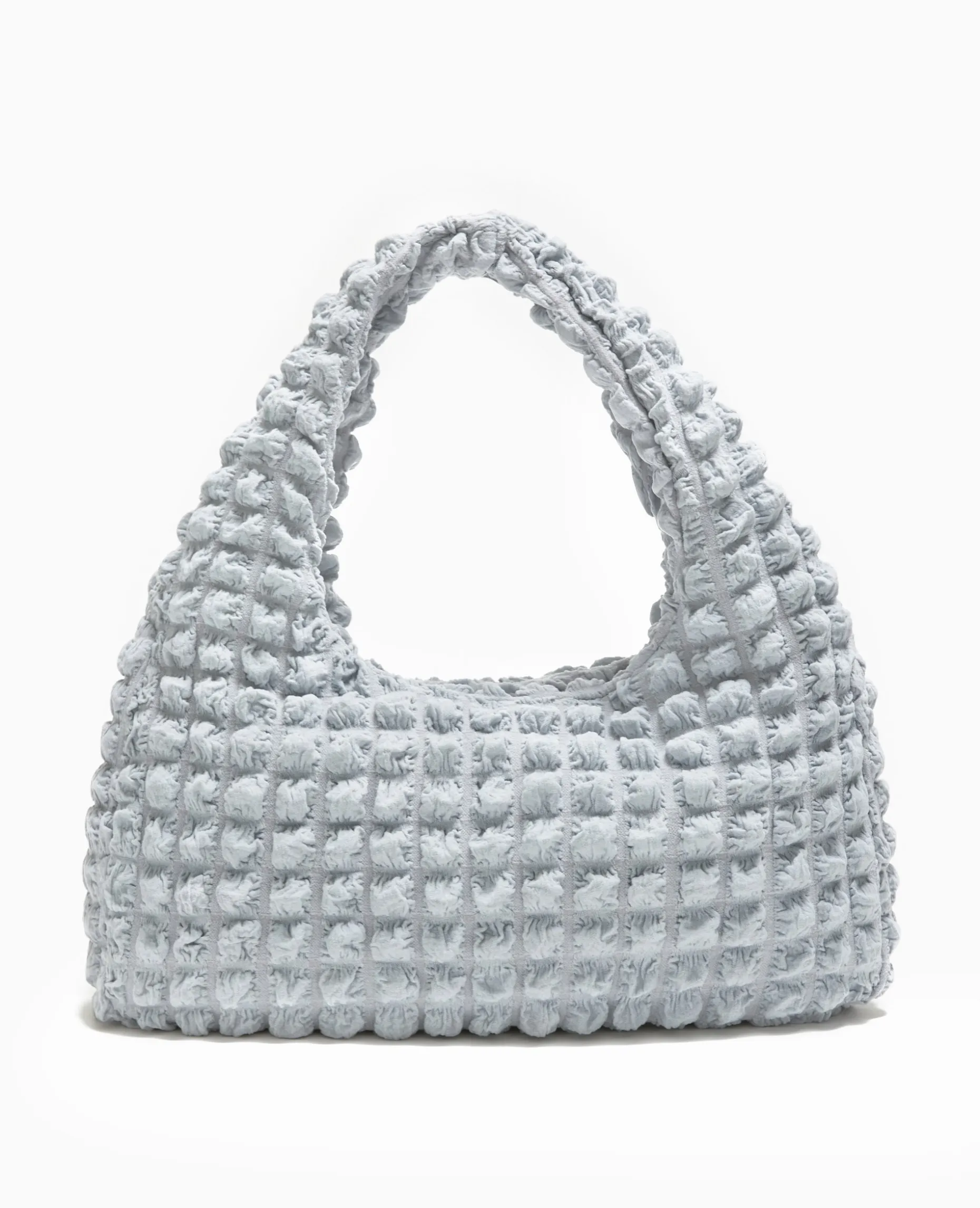 Sac Forme Lune En Tissu Reliéfé - Gris