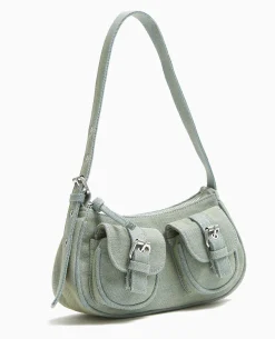 Sac Multipoche En Jean Effet Dirty - Bleu Clair