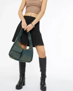Sac Porté épaule En Jean Effet Dirty - Bleu