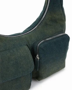 Sac Porté épaule En Jean Effet Dirty - Bleu