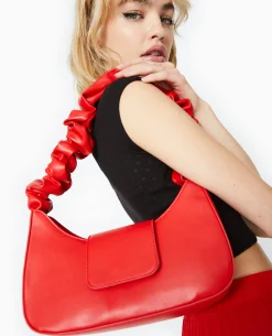Sac Rigide Avec Bandouliè;re Froncée - Rouge