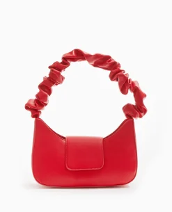 Sac Rigide Avec Bandouliè;re Froncée - Rouge