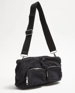 Sac Souple En Nylon Avec Poches Et Lien Coulissant - Noir