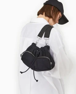 Sac Souple En Nylon Avec Poches Et Lien Coulissant - Noir