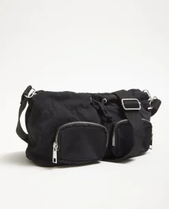 Sac Souple En Nylon Avec Poches Et Lien Coulissant - Noir