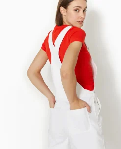 Salopette Short En Jean - Blanc