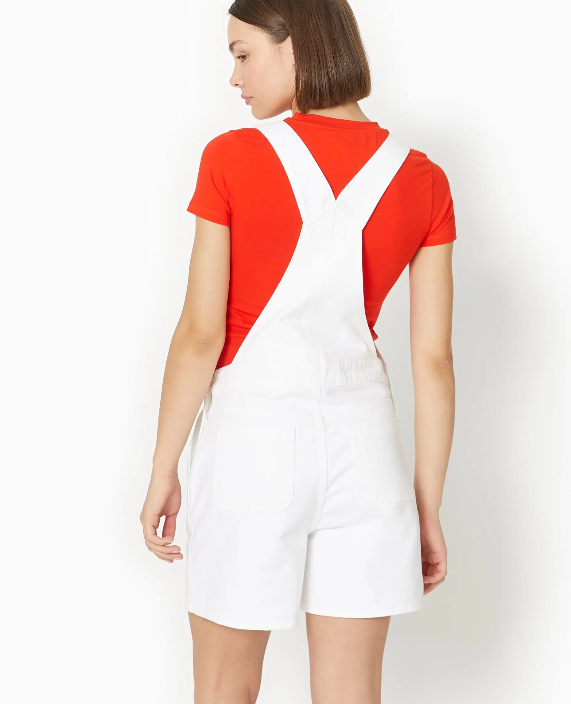 Salopette Short En Jean - Blanc