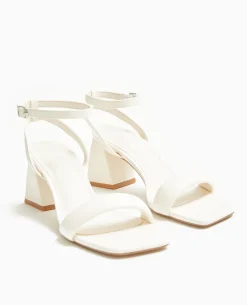 Sandales 1 Bride Avec Talons Trapè;zes - Blanc