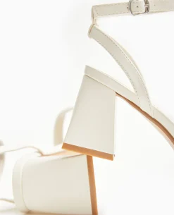 Sandales 1 Bride Avec Talons Trapè;zes - Blanc
