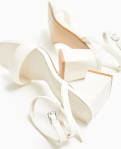 Sandales 1 Bride Avec Talons Trapè;zes - Blanc