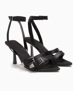 Sandales à Talon Avec Détails Boucles - Noir