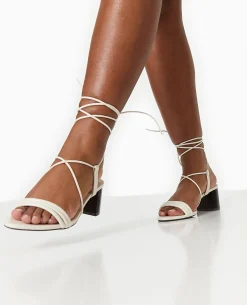 Sandales à Talons Avec Lacets Tour De Cheville - Blanc
