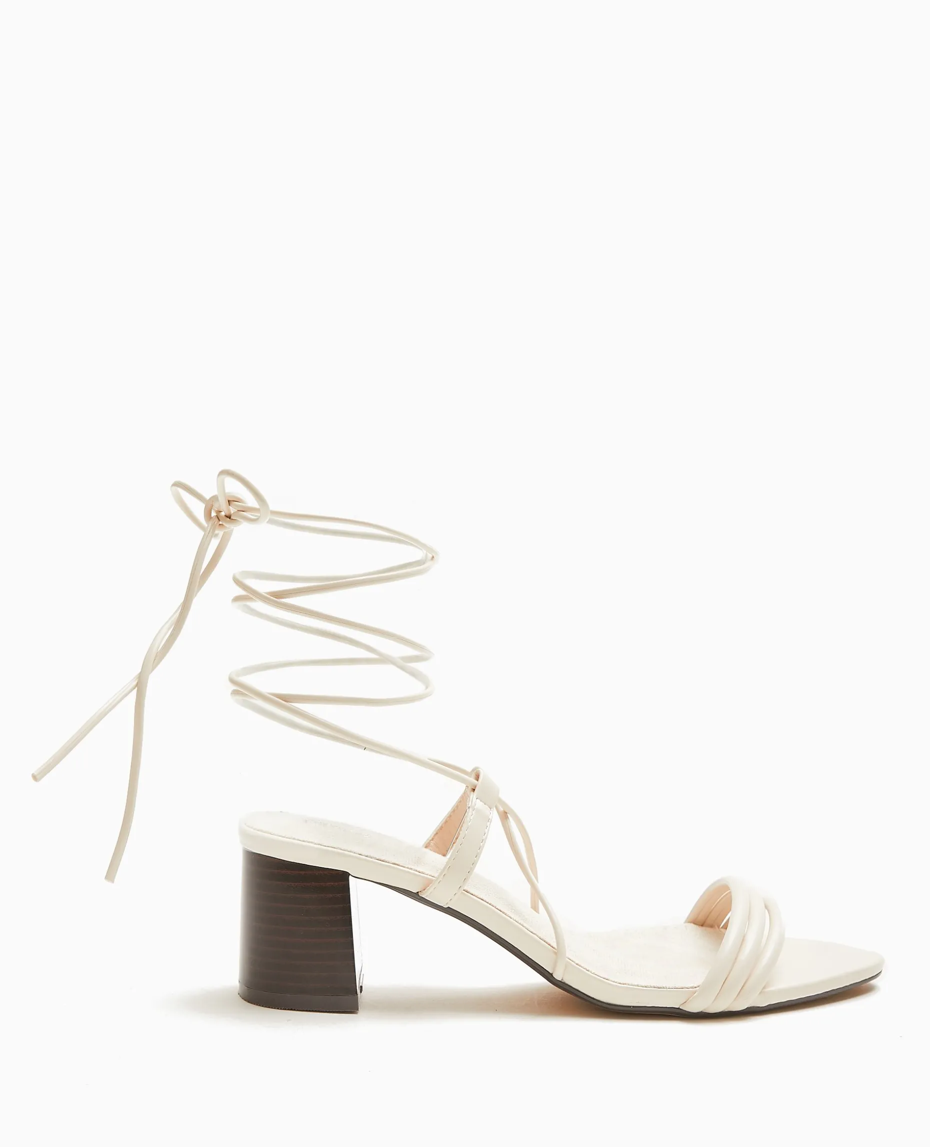 Sandales à Talons Avec Lacets Tour De Cheville - Blanc