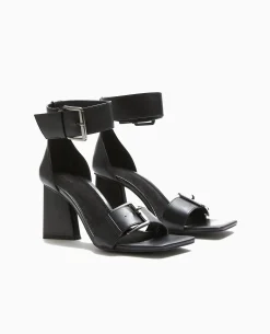 Sandales Avec Brides Larges Et Talons Triangles - Noir