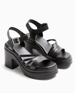 Sandales Compensées Avec Multi-brides - Noir