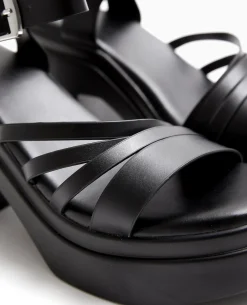 Sandales Compensées Avec Multi-brides - Noir