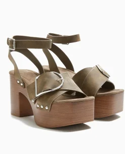 Sandales Plateformes Semelles Effet Bois - Marron