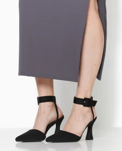Sandales Talon Bobine Avec Bride Tour De Cheville - Noir
