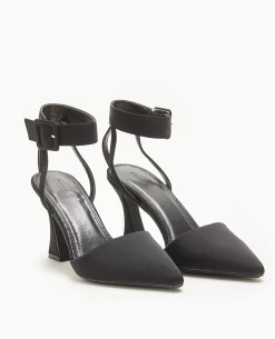 Sandales Talon Bobine Avec Bride Tour De Cheville - Noir