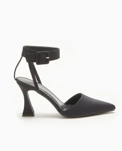 Sandales Talon Bobine Avec Bride Tour De Cheville - Noir