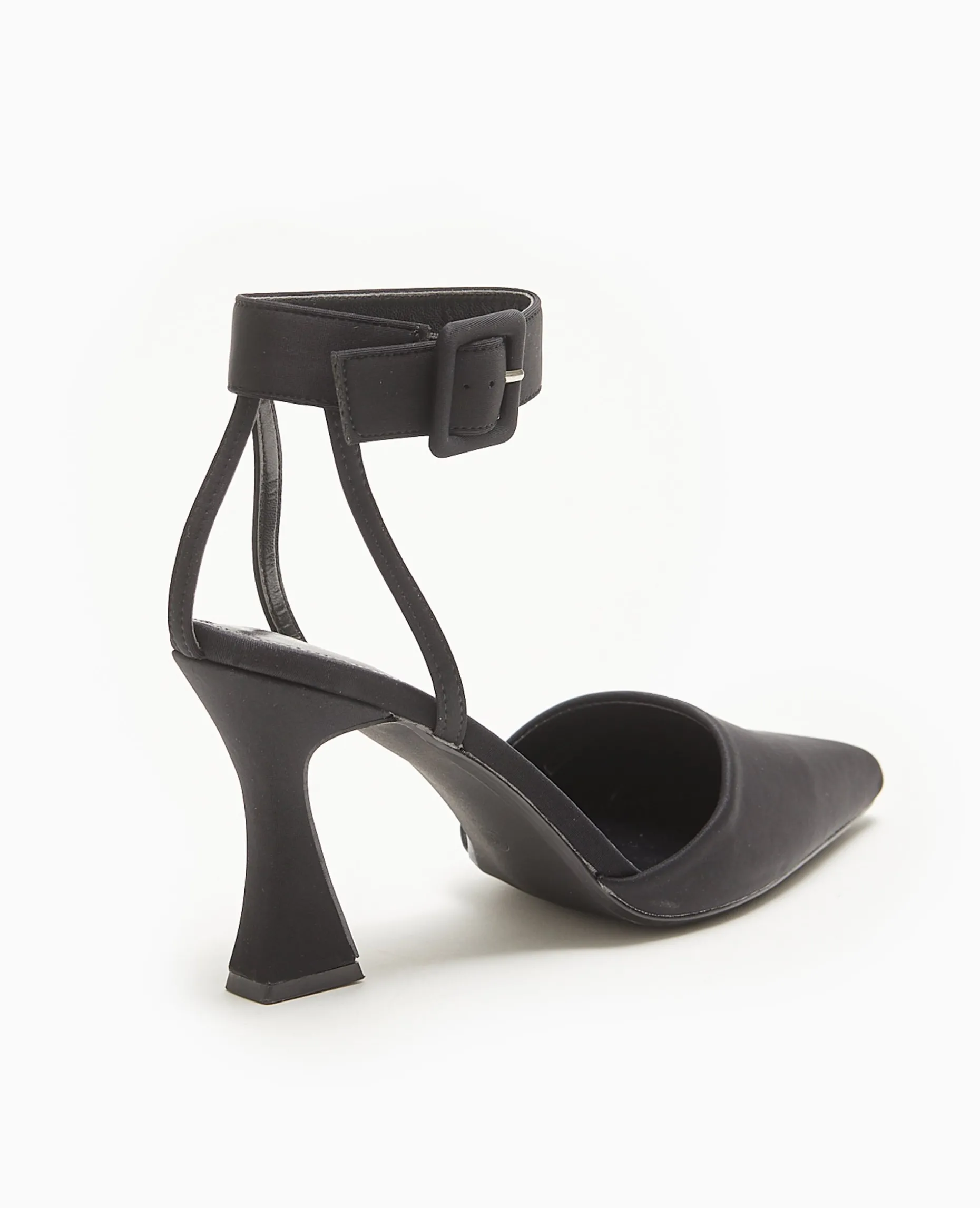Sandales Talon Bobine Avec Bride Tour De Cheville - Noir