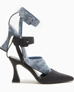 Sandales Talon Bobine Avec Bride Tour De Cheville - Noir