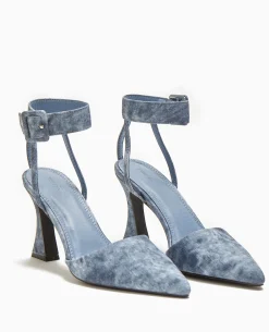 Sandales Talon Bobine Avec Bride Tour De Cheville - Bleu