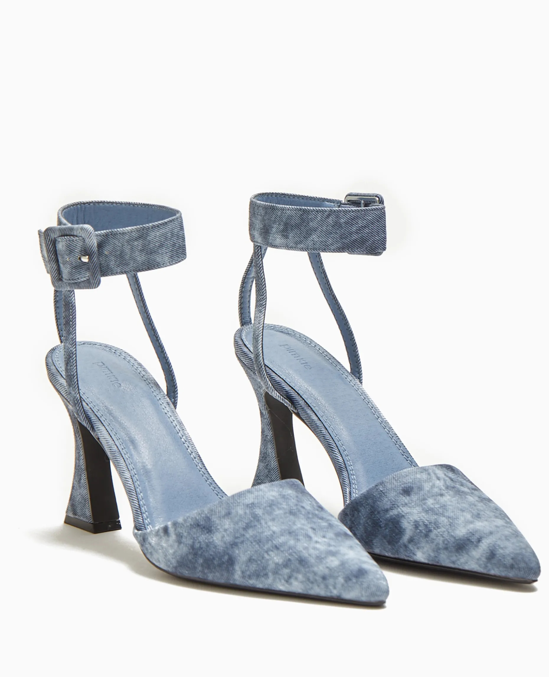 Sandales Talon Bobine Avec Bride Tour De Cheville - Bleu
