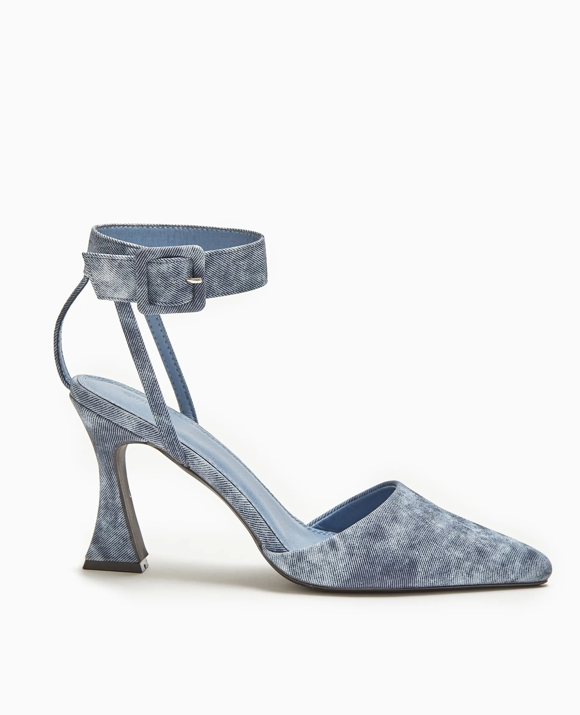 Sandales Talon Bobine Avec Bride Tour De Cheville - Bleu