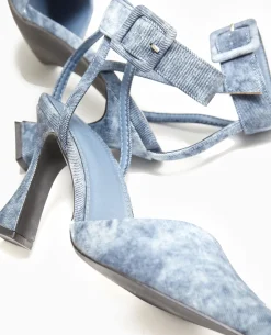 Sandales Talon Bobine Avec Bride Tour De Cheville - Bleu