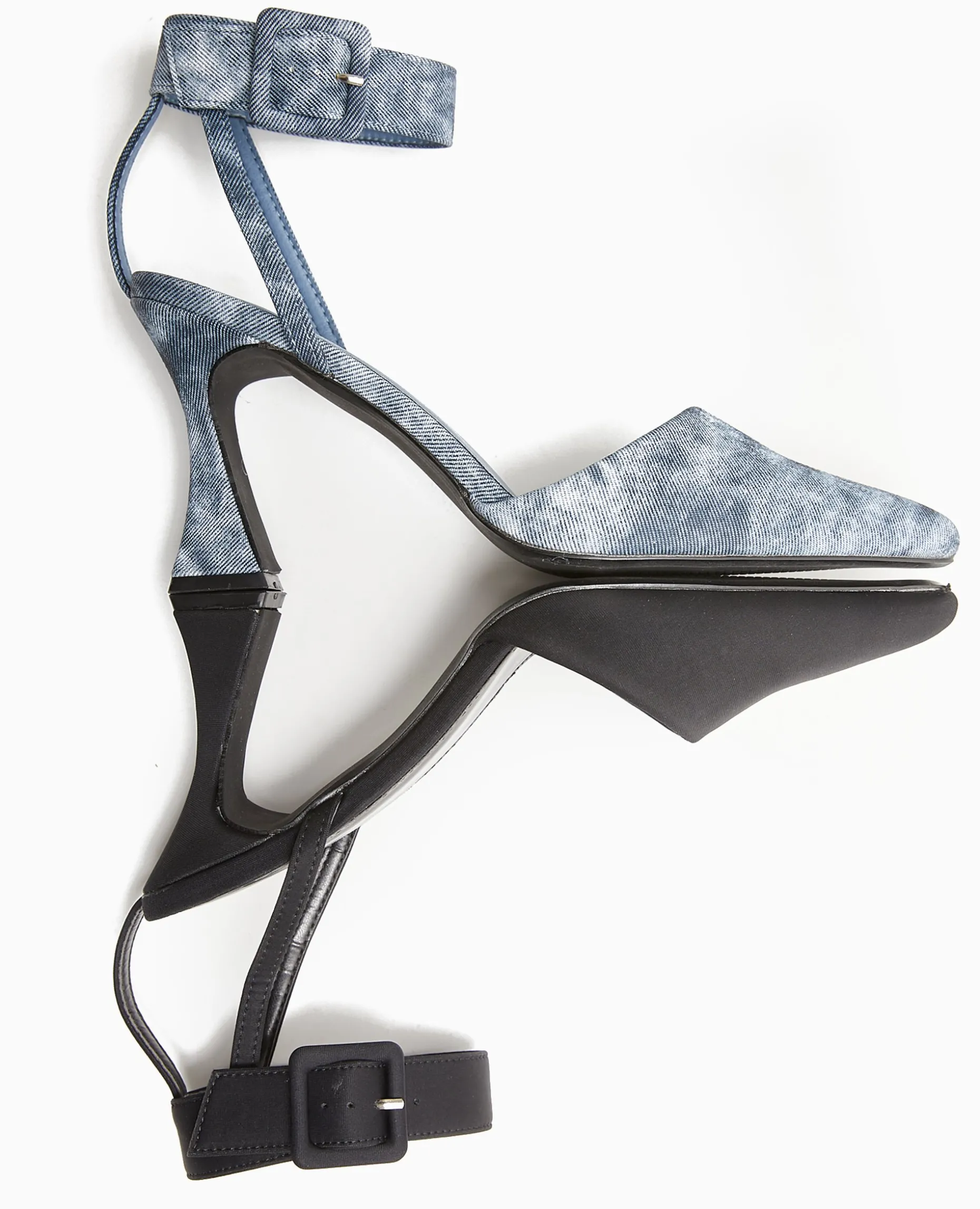 Sandales Talon Bobine Avec Bride Tour De Cheville - Bleu