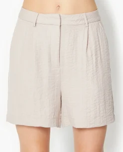 Short City En Tissu Effet Froissé - Beige