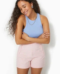 Short City Taille Haute Motif Vichy - Rose Poudré