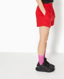 Short Court Taille élastiquée Avec Lin - Rouge