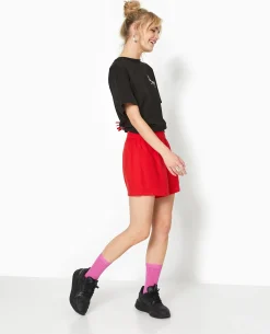 Short Court Taille élastiquée Avec Lin - Rouge