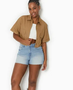 Short En Jean Bas Coupés - Bleu Clair