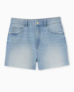Short En Jean Bas Coupés - Bleu Clair