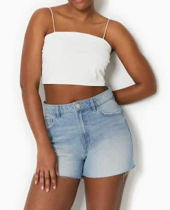 Short En Jean Bas Coupés - Bleu Clair