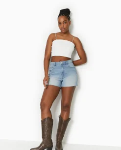 Short En Jean Bas Coupés - Bleu Clair