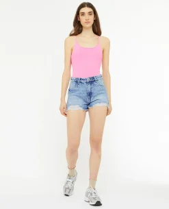 Short En Jean Coupé Effet Destroy - Bleu