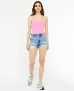 Short En Jean Coupé Effet Destroy - Bleu