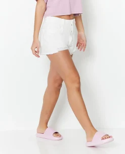Short En Jean Coupé Effet Destroy - écru