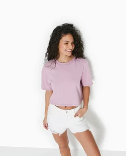 Short En Jean Coupé Effet Destroy - écru