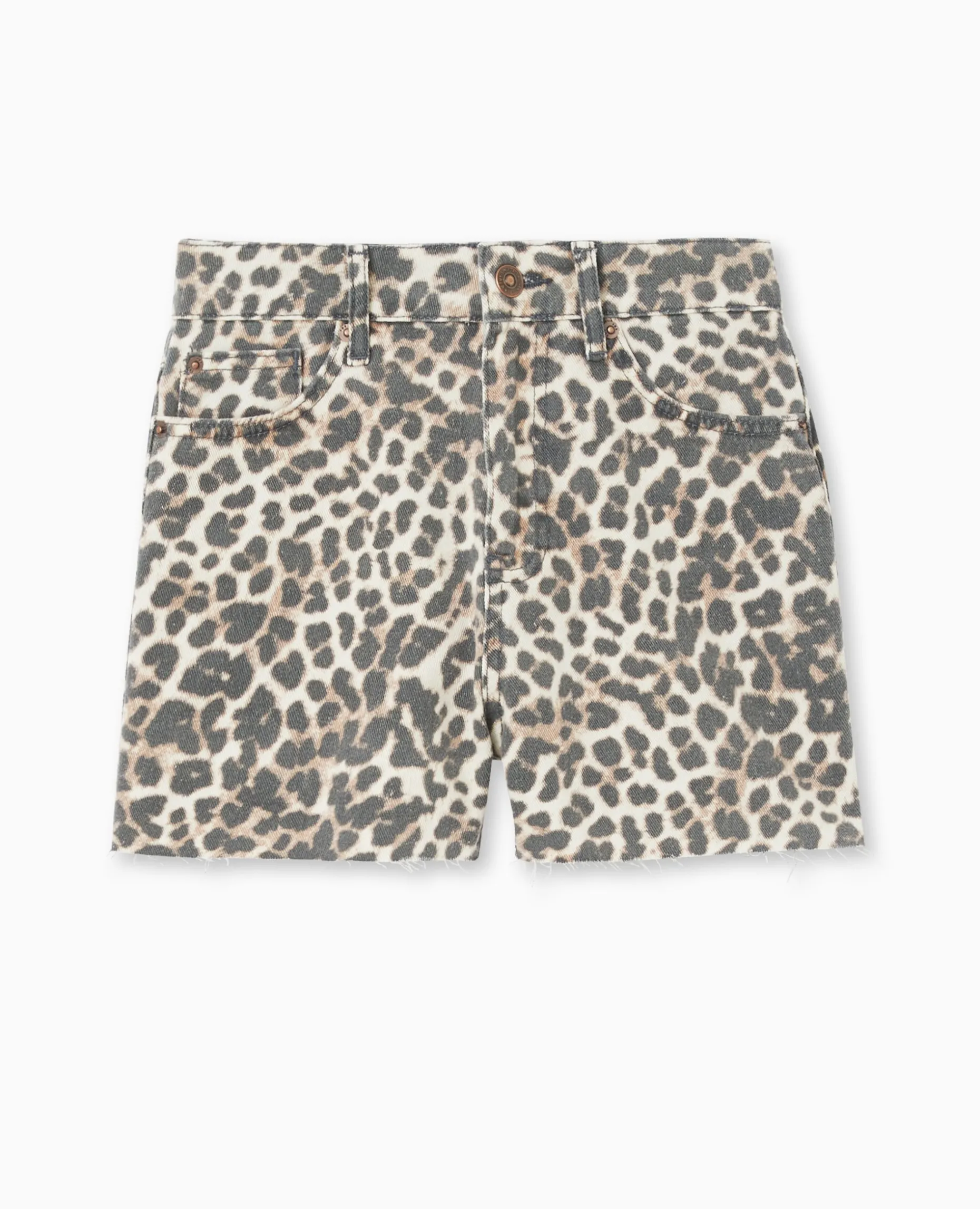 Short En Jean Motif Léopard - Taupe