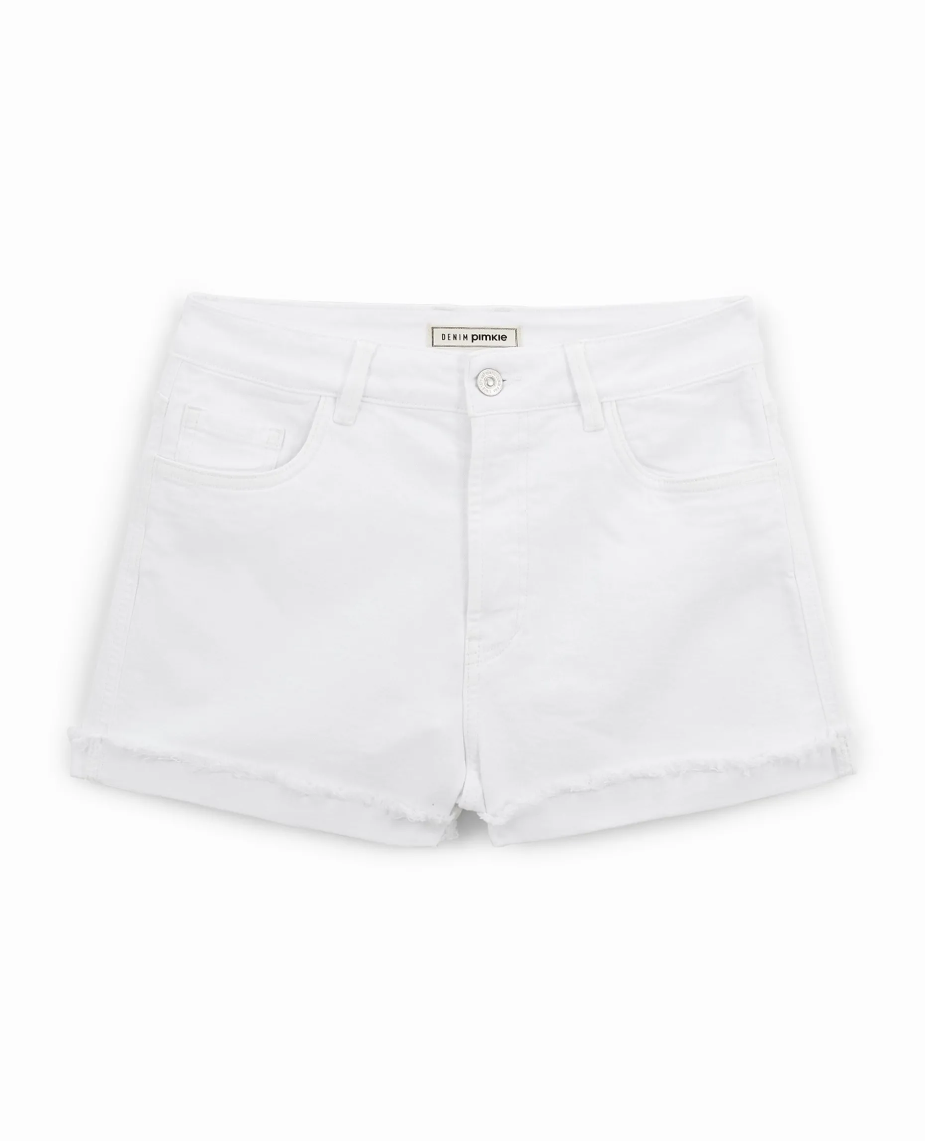Short En Jean Taille Haute Avec élasthane - Blanc