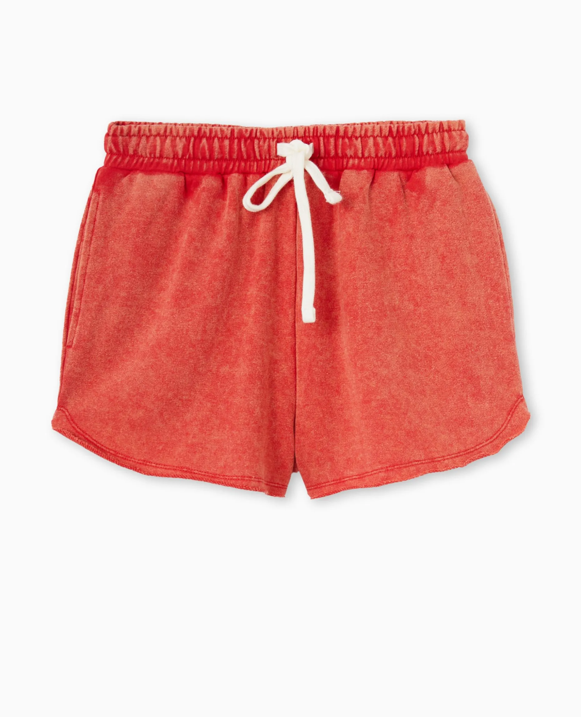 Short En Molleton Délavé Acid Wash - Rouge