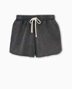 Short En Molleton Délavé Acid Wash - Gris Foncé