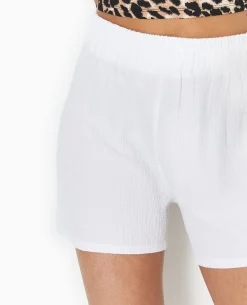 Short En Tissu Gaufré - Blanc