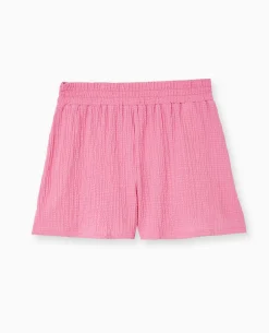 Short En Tissu Gaufré - Rose