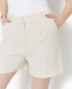 Short Taille Haute Avec Lin - Blanc